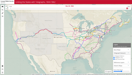 Uniting the States with Telegraphs Map